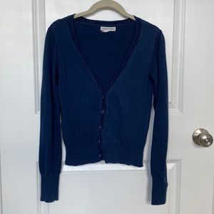 Aeropostale Navy Blue Button Down V-Neck Cardigan